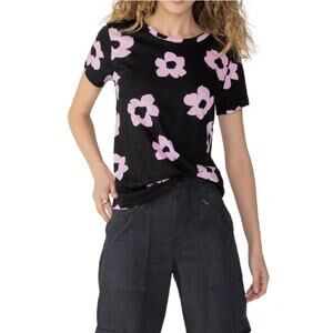 Sanctuary Women's Black Pink Floral Short Sleeve The Perfect Tee Size XS